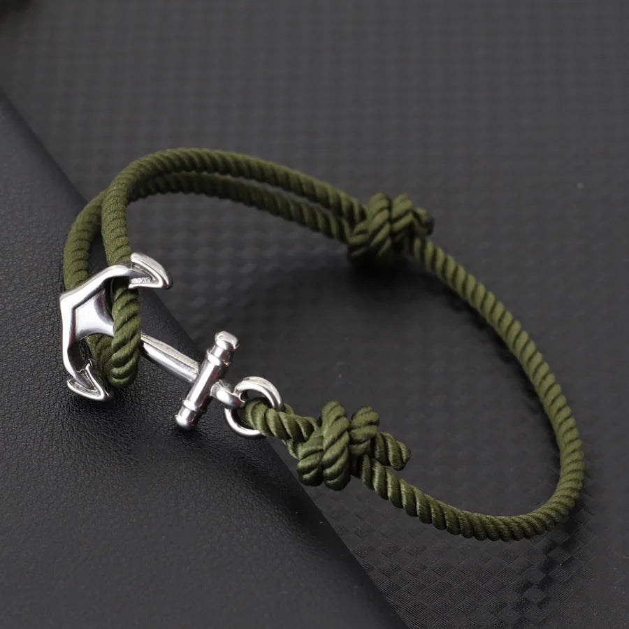 Pulsera de Cuerda con Ancla Marina – Hecha a Mano Ajustable | Estilo Playa y Surf