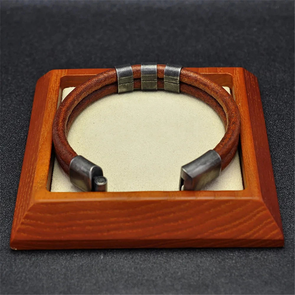 Equestrian Edge Vintage Double Strand Leather Bracelet deideas