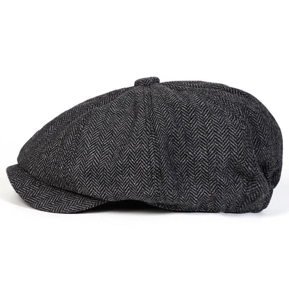 Retro Herringbone Newsboy Cap - British Painter's Beret Unisex