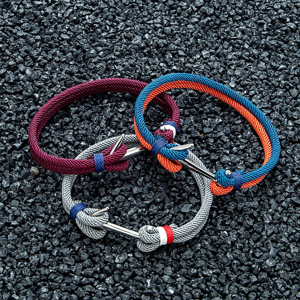 Nautical Steel Double Rope Anchor Bracelet Waterproof, Unisex & Adventure Ready deideas