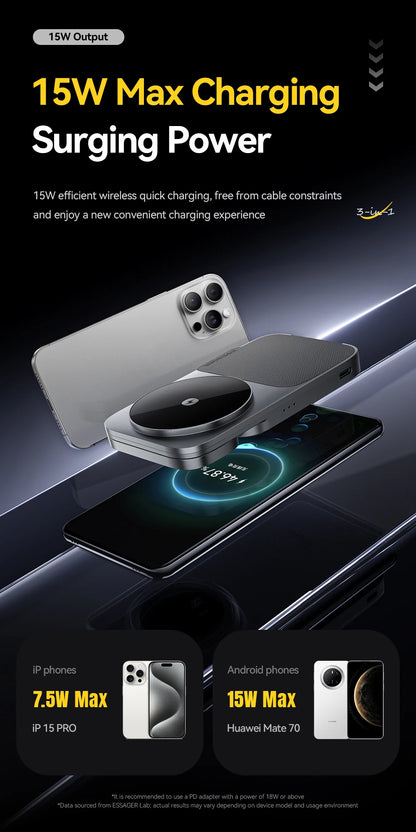 Soporte de cargador inalámbrico 3 en 1 - Carga rápida MagSafe de 15W para iPhone, AirPods y Apple Watch