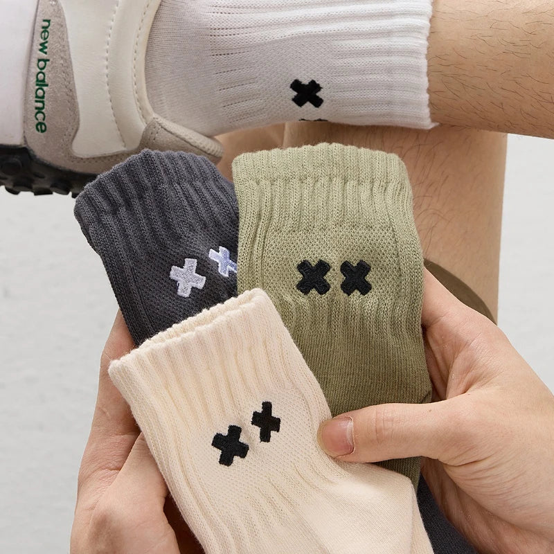 Cotton Crew Socks 5-Pack - Mixed Colors, Antibacterial, One Size, Unisex