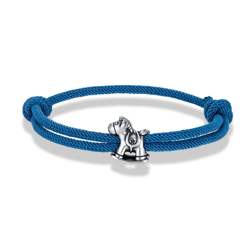 Equestrian Spirit Bracelet Stainless Steel Horse Charm on Adjustable Rope deideas