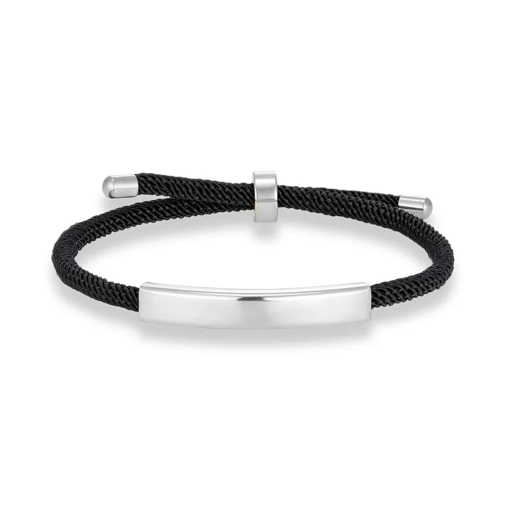 Custom Engraved Rope Bracelet - Stainless Steel, Adjustable, 15 Colors, Personalized