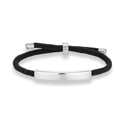 Custom Engraved Rope Bracelet - Stainless Steel, Adjustable, 15 Colors, Personalized