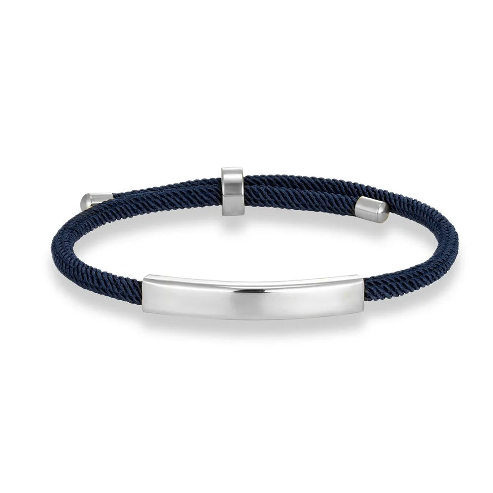Custom Engraved Rope Bracelet - Stainless Steel, Adjustable, 15 Colors, Personalized