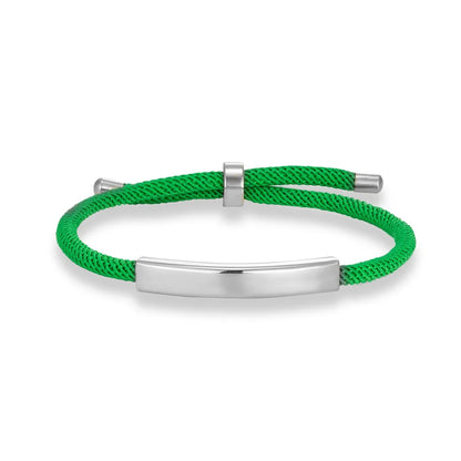 Custom Engraved Rope Bracelet - Stainless Steel, Adjustable, 15 Colors, Personalized