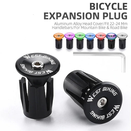 Taponcillos para manillar de aleación de aluminio West Biking - Tapas de expansión para bicicletas de montaña y carretera