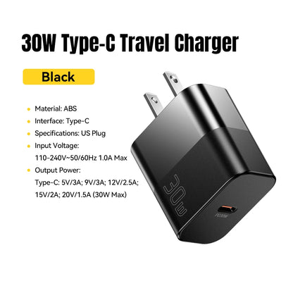 30W GaN USB-C Travel Charger – PD Fast Charging for iPhone, Samsung & USB-C