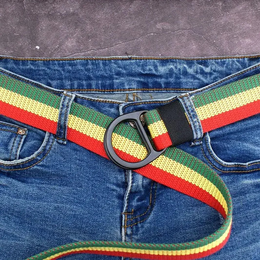 Cinturón de lona a rayas adaptable unisex