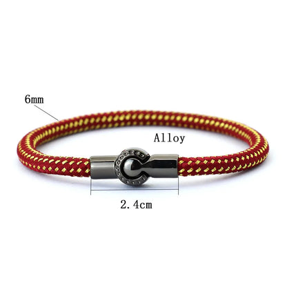 Outdoor Sports Cycling Mens Rope Bracelet Black Magnet Buckle Wrap Bangle Pulseira Corda Masculina Pulceras Hombres Elegante deideas