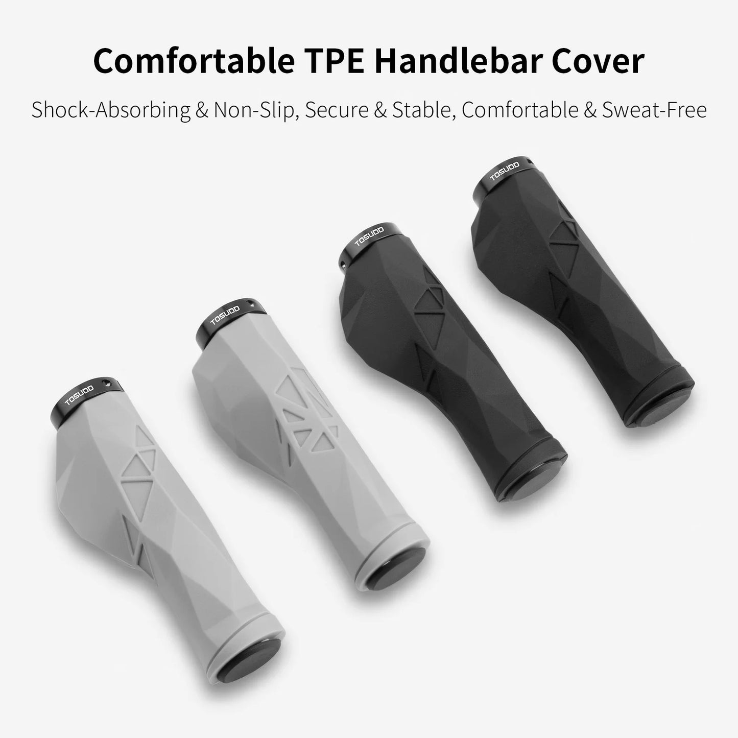 Ergonomic Bike Handlebar Grips - Aluminum + Rubber, 13.5cm, 184g/pair, 2 Colors