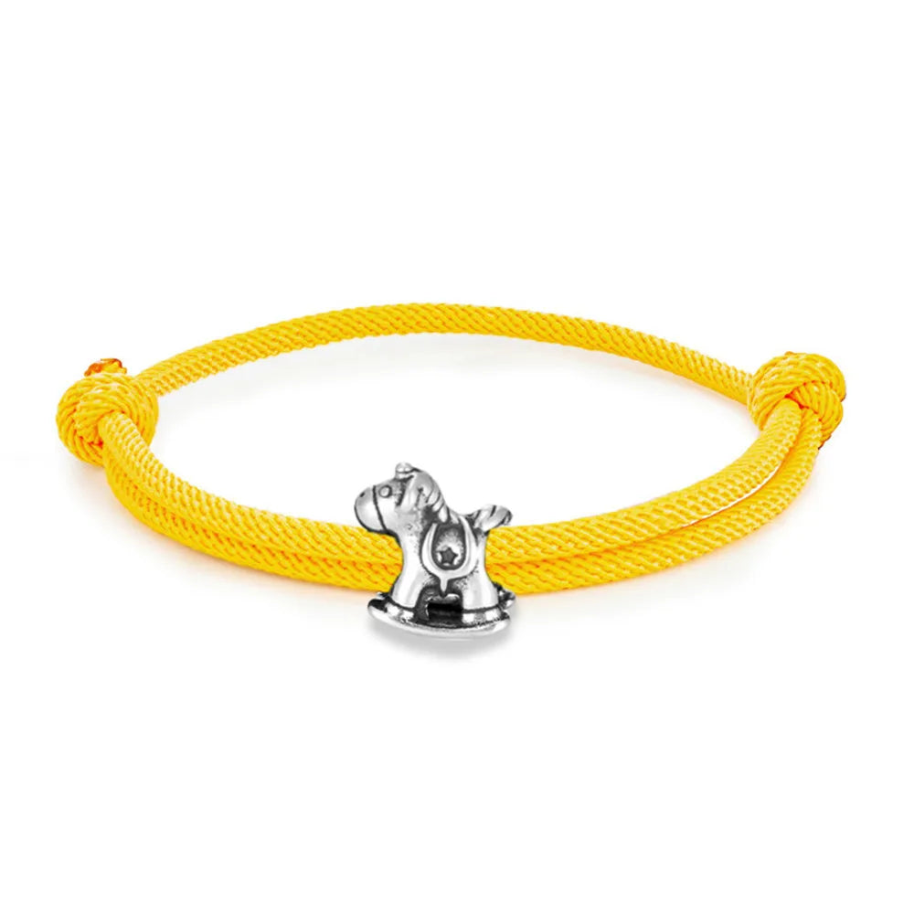 Equestrian Spirit Bracelet Stainless Steel Horse Charm on Adjustable Rope deideas