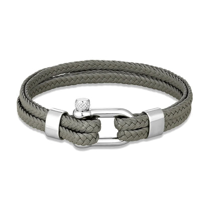 Pulsera Náutica de Ancla - Cuero Trenzado, Acero Inoxidable, 5 Colores, 3 Tallas, Unisex
