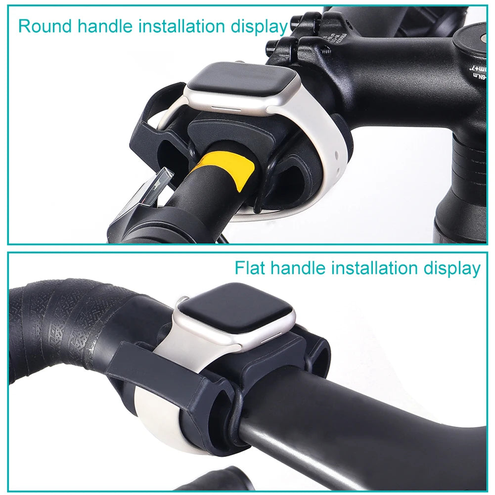 Silicone Bike Watch Mount - Universal Handlebar Holder, 22-35mm, Smartwatch Compatible