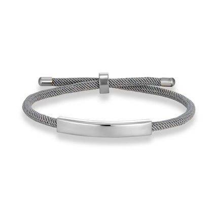 Custom Engraved Rope Bracelet - Stainless Steel, Adjustable, 15 Colors, Personalized