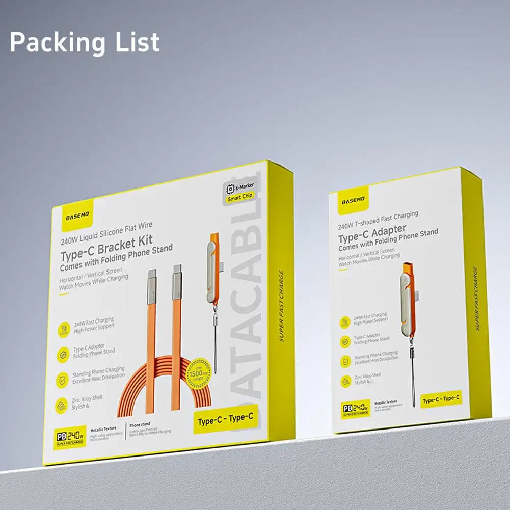 Cable USB-C de 240 W con soporte para teléfono: carga ultrarrápida y transferencia de datos de 480 Mbps