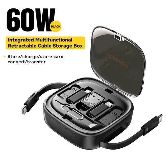 60W Fast Charger Travel Kit - 3-in-1 USB-C Cable, Storage Box & Phone Stand