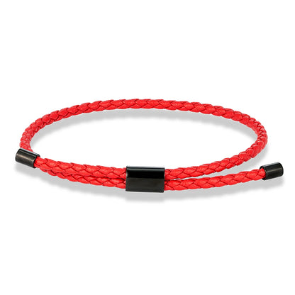 Braided Leather & Steel Adjustable Bracelet – Unisex Charm Style