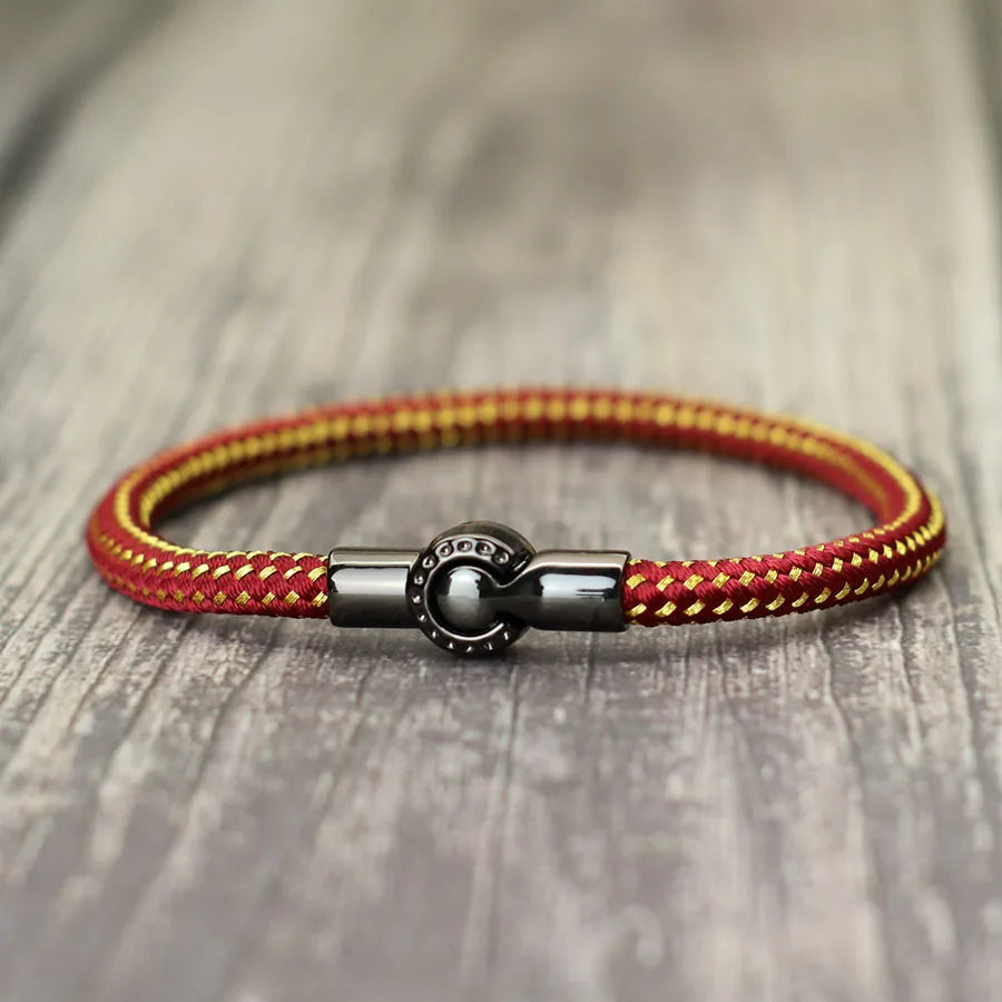 Outdoor Sports Cycling Mens Rope Bracelet Black Magnet Buckle Wrap Bangle Pulseira Corda Masculina Pulceras Hombres Elegante deideas