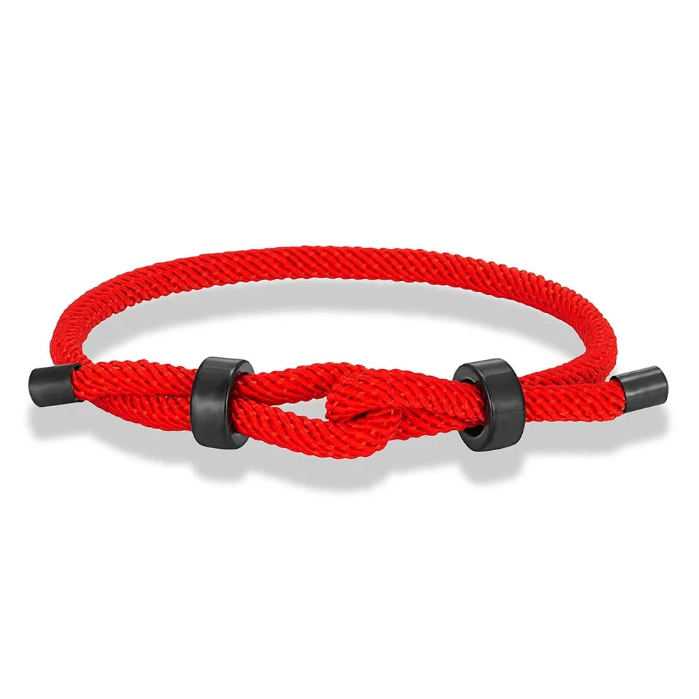 Adjustable Rope Bracelet Black Steel Charm, Waterproof & Durable deideas