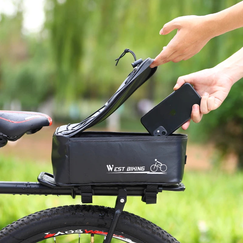 Bolsa de sillín West Biking 4L impermeable - Alforja de bicicleta y motocicleta con cubierta para lluvia