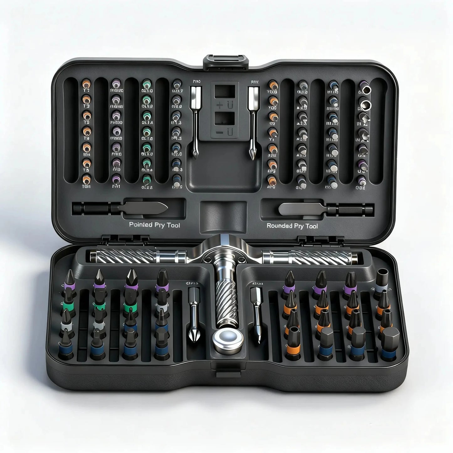 66-in-1 Magnetic Ratchet Screwdriver Set - T-Handle, Chrome-Vanadium, 66 Bits