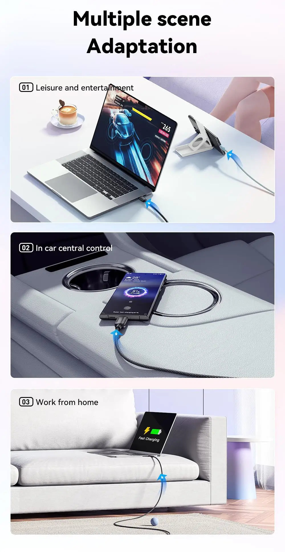 USB-C to USB-C Cable 100W - 5A Fast Charging, Braided