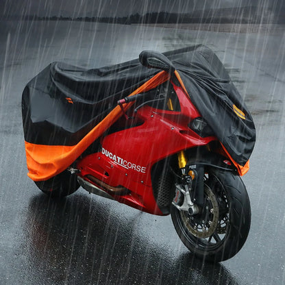 Waterproof Motorcycle Cover - 190T Silver Coated, UV & Rain Protection, Sizes M-XXXXL