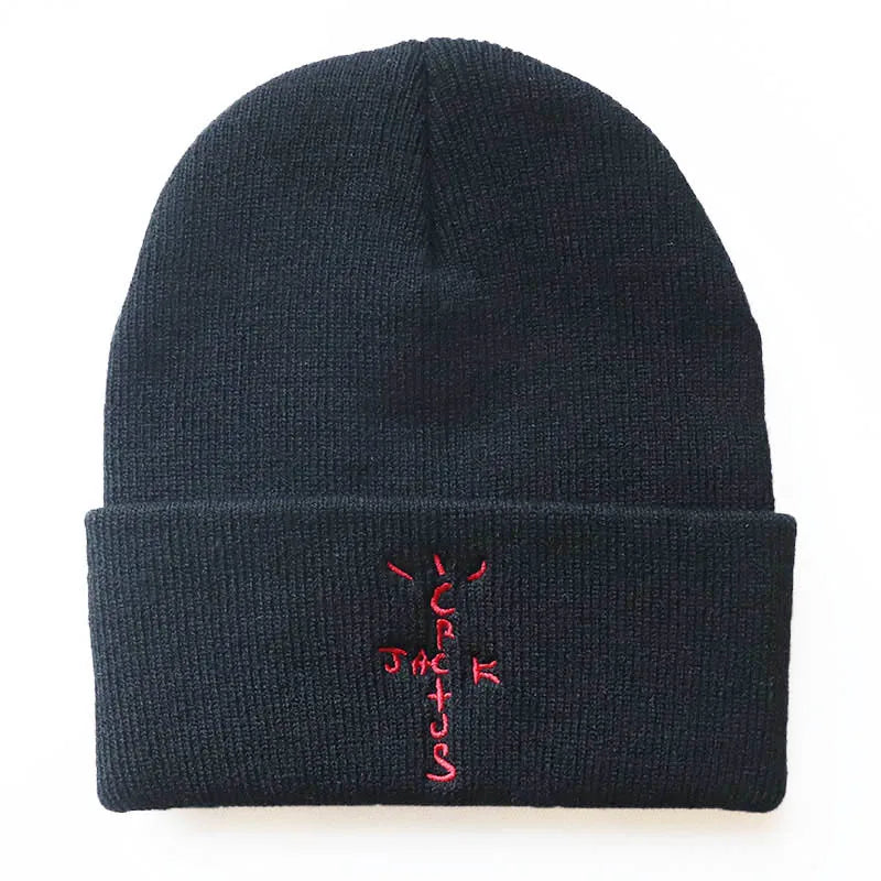 Gorro de punto bordado de cactus — Gorro de invierno unisex