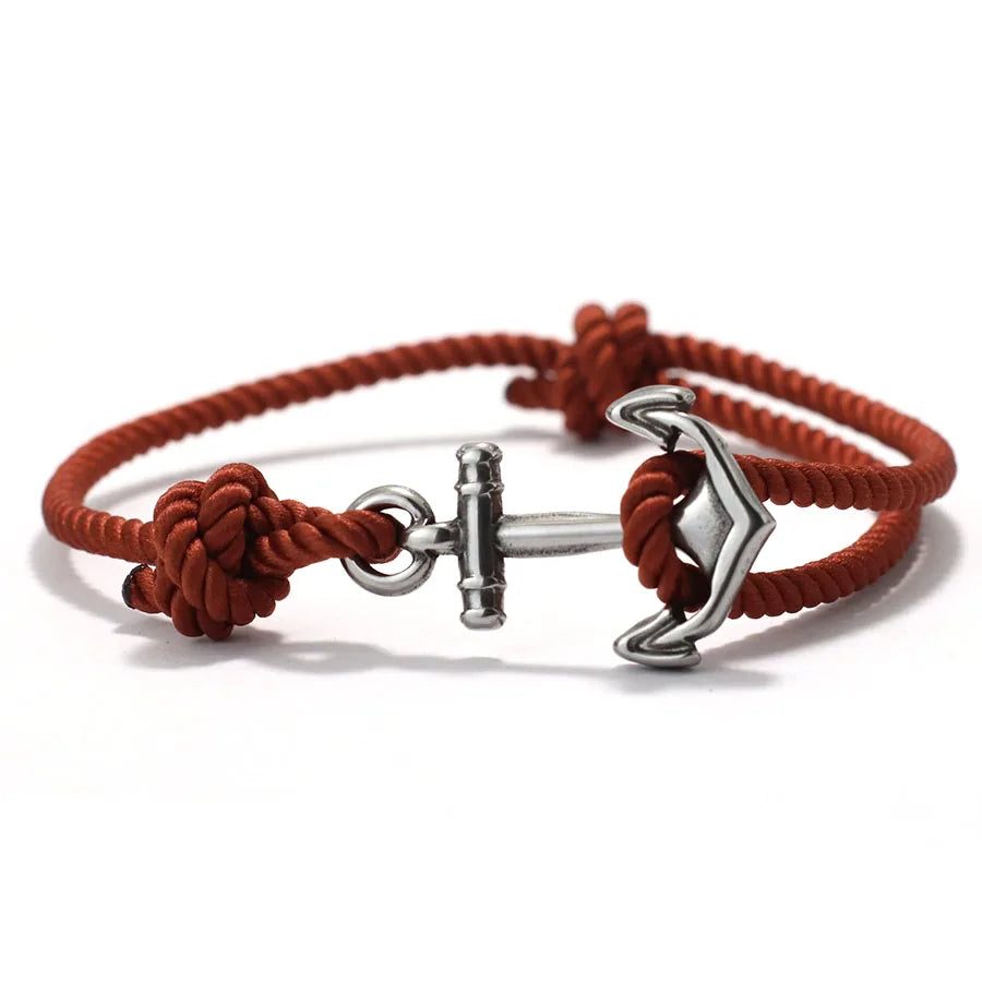 Pulsera de Cuerda con Ancla Marina – Hecha a Mano Ajustable | Estilo Playa y Surf