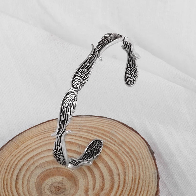 Feather Cuff Bracelet Adjustable Metal Bangle for Men & Women