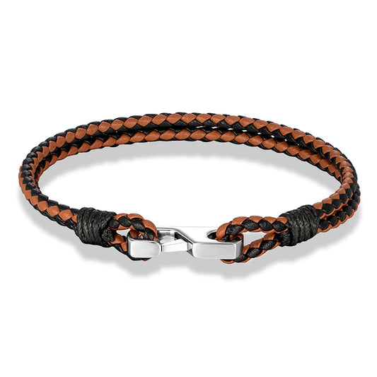 3mm Genuine Leather Bracelet – 316L Steel Square Buckle | Men’s Classic Style