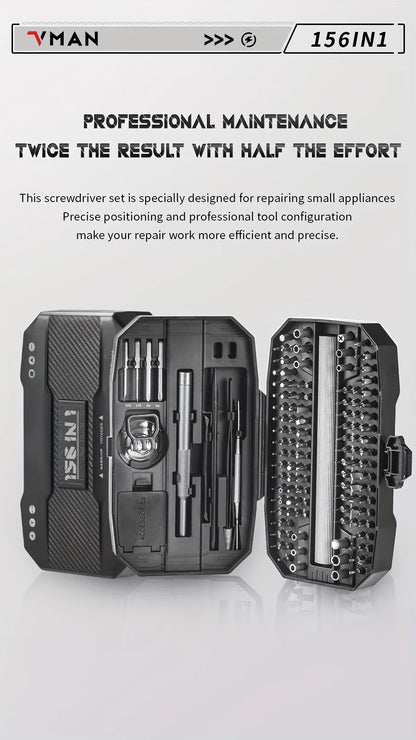 156-in-1 Mini Electric Screwdriver Set - Precision Repair Kit