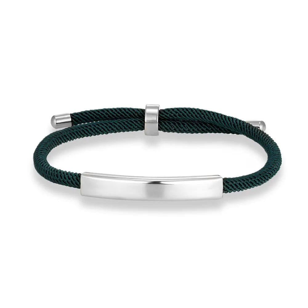 Custom Engraved Rope Bracelet - Stainless Steel, Adjustable, 15 Colors, Personalized