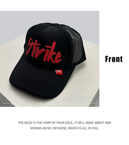 Strike Printed Letter Trucker Cap, Unisex