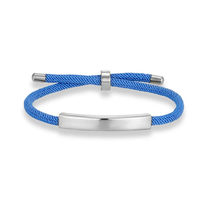 Custom Engraved Rope Bracelet - Stainless Steel, Adjustable, 15 Colors, Personalized