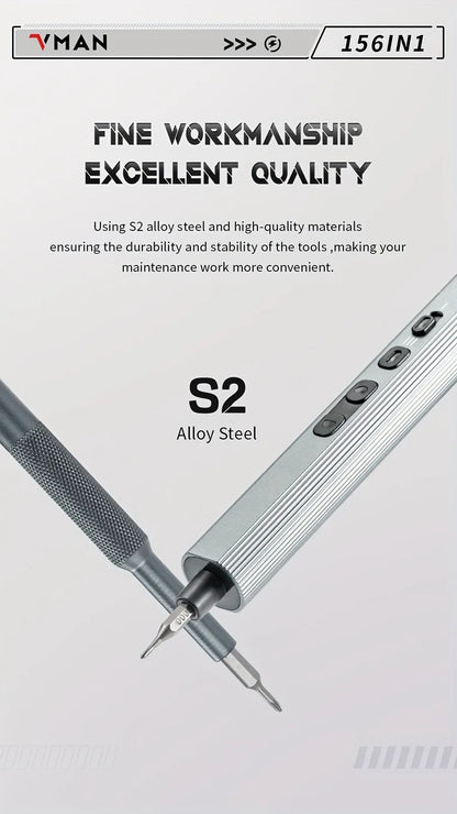 156-in-1 Mini Electric Screwdriver Set - Precision Repair Kit