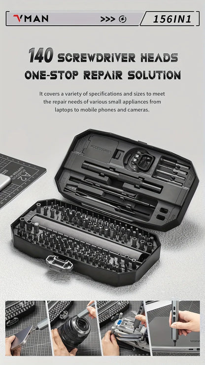 156-in-1 Mini Electric Screwdriver Set - Precision Repair Kit