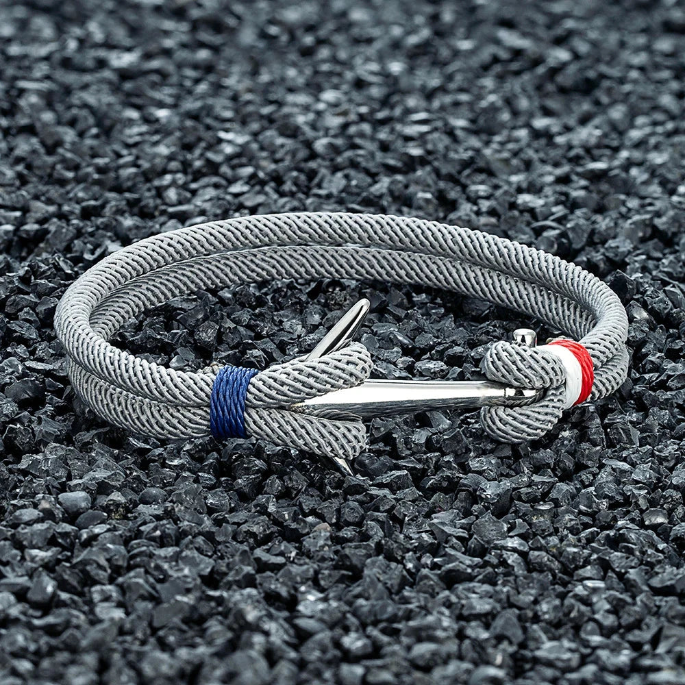 Nautical Steel Double Rope Anchor Bracelet Waterproof, Unisex & Adventure Ready deideas