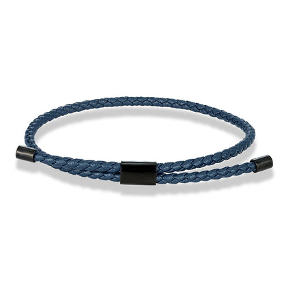 Braided Leather & Steel Adjustable Bracelet – Unisex Charm Style