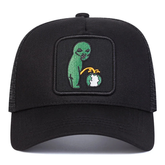 Alien Embroidery Baseball Cap - Mesh Trucker Hat Unisex