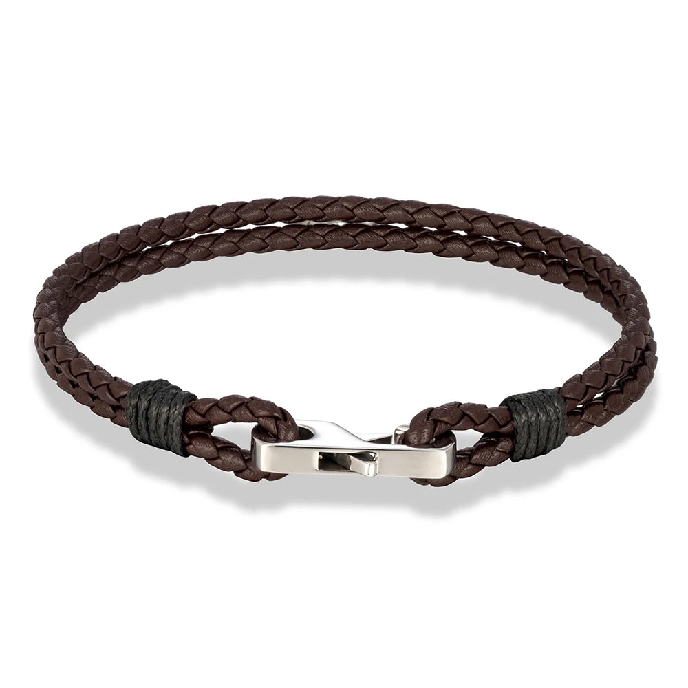 3mm Genuine Leather Bracelet – 316L Steel Square Buckle | Men’s Classic Style