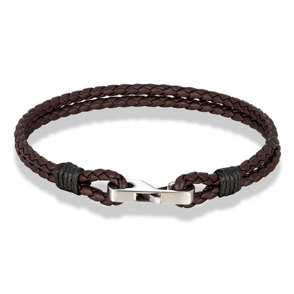 3mm Genuine Leather Bracelet – 316L Steel Square Buckle | Men’s Classic Style