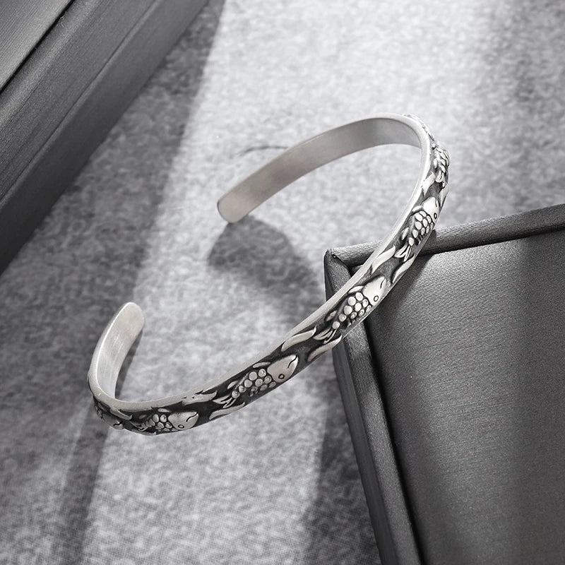 Feather Cuff Bracelet Adjustable Metal Bangle for Men & Women