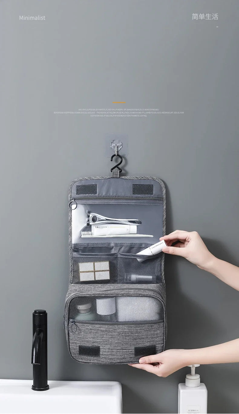 Waterproof Hanging Toiletry Bag - Oxford Fabric, 19x10x24cm, 3 Colors