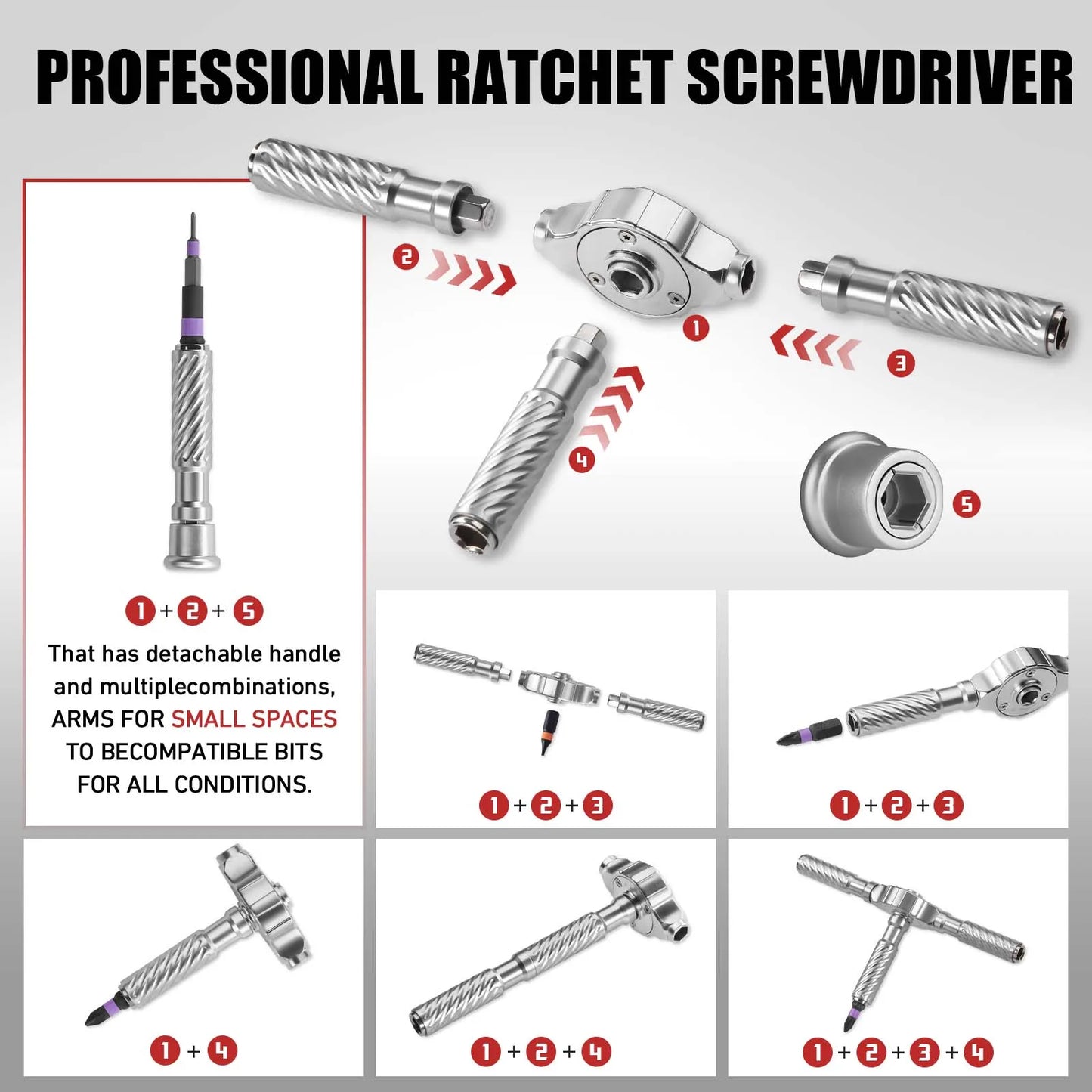 66-in-1 Magnetic Ratchet Screwdriver Set - T-Handle, Chrome-Vanadium, 66 Bits