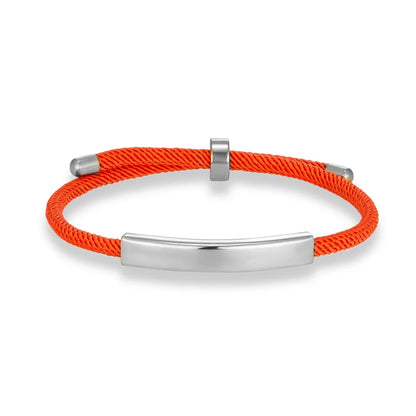 Custom Engraved Rope Bracelet - Stainless Steel, Adjustable, 15 Colors, Personalized