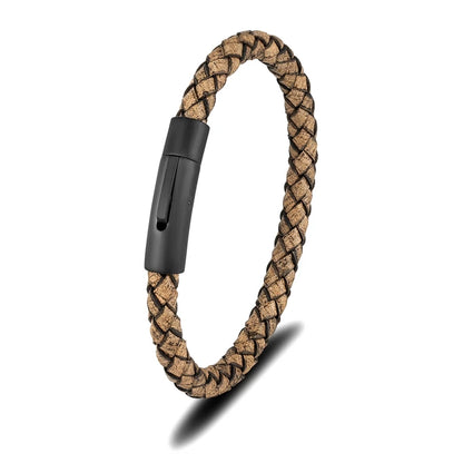 Braided Leather Bracelet with Magnetic Clasp - Premium Golf Accessory