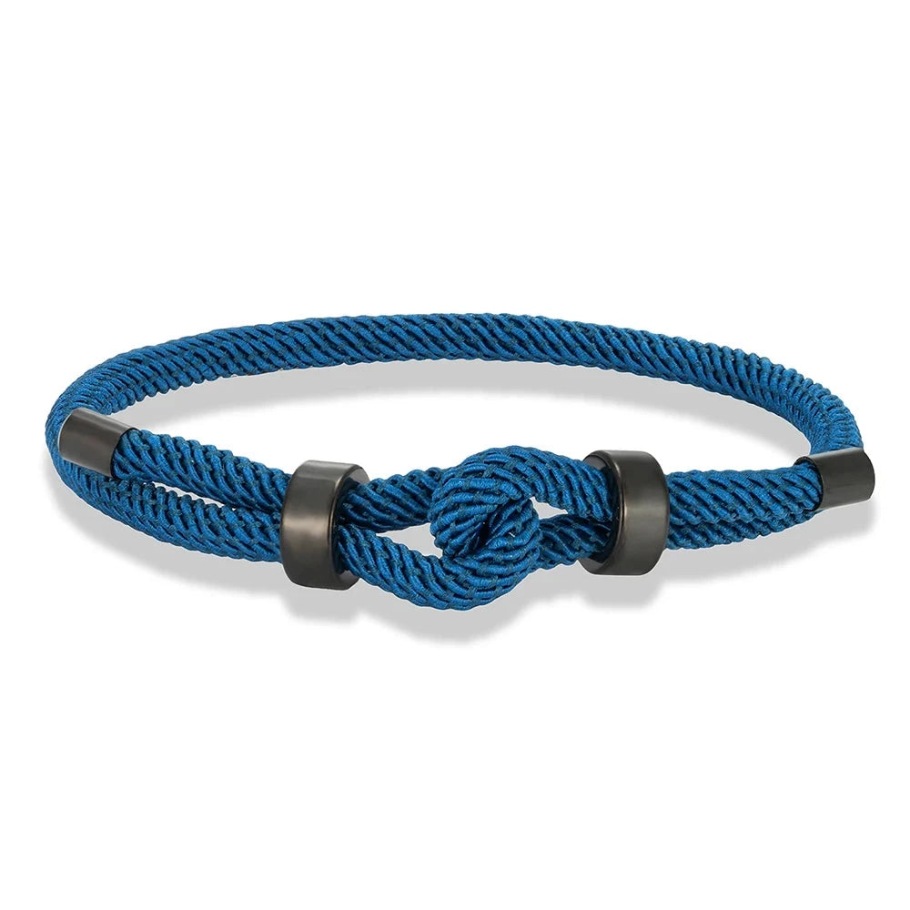 Adjustable Rope Bracelet Black Steel Charm, Waterproof & Durable deideas